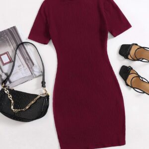 BASICS Cotton Solid Rib-knit Bodycon Dress