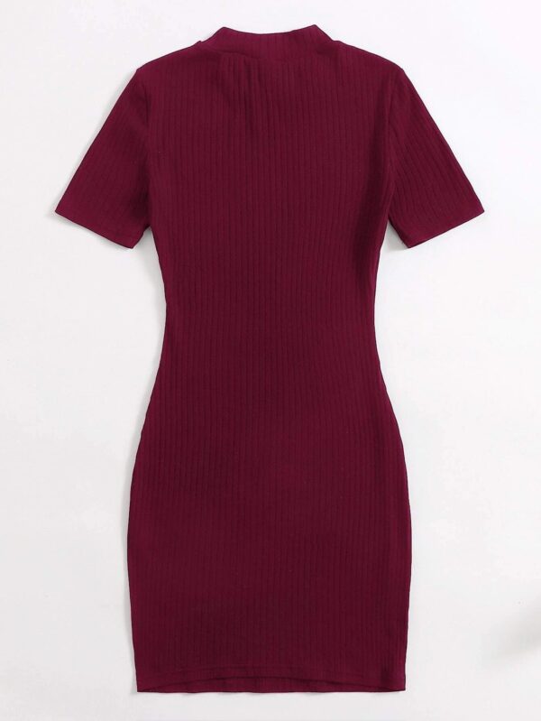 BASICS Cotton Solid Rib-knit Bodycon Dress - Image 2