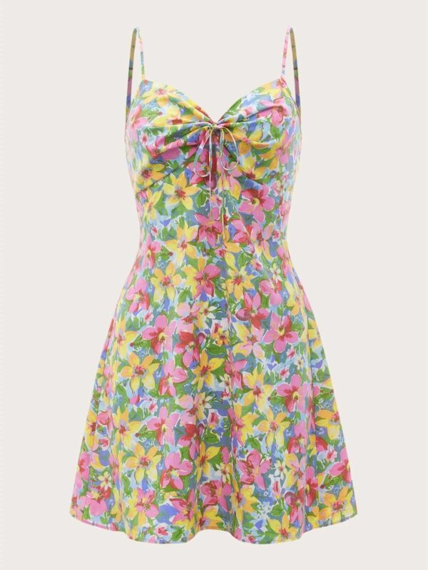 VCAY Allover Floral Print Tie Front Cami Dress - Image 5