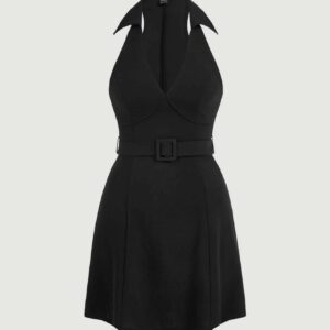 Solid Belted Cup Detail Dress