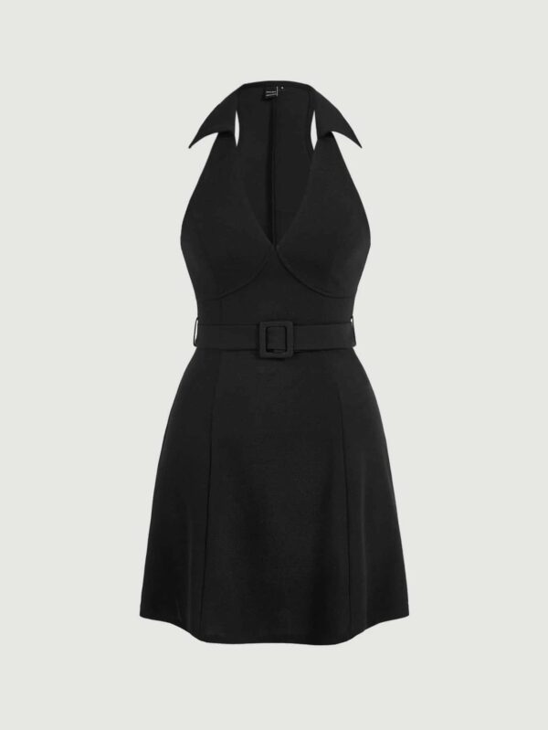 Solid Belted Cup Detail Dress