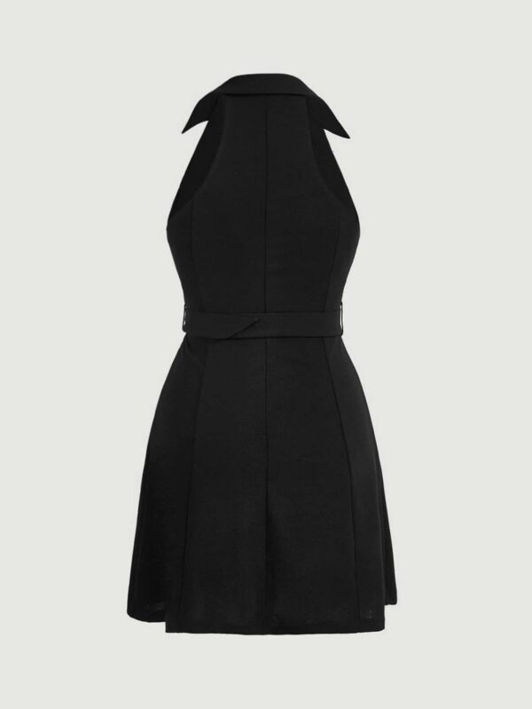 Solid Belted Cup Detail Dress - Image 3