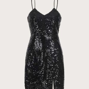 Split Thigh Sequin Cami Dress