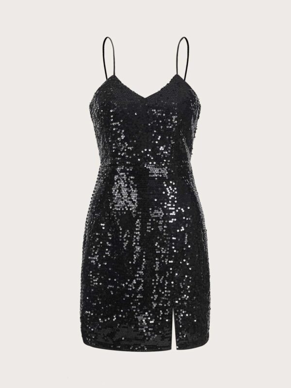 Split Thigh Sequin Cami Dress