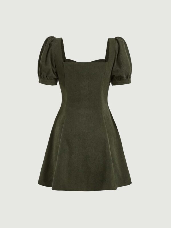 Puff Sleeve Button Front Dress - Image 2