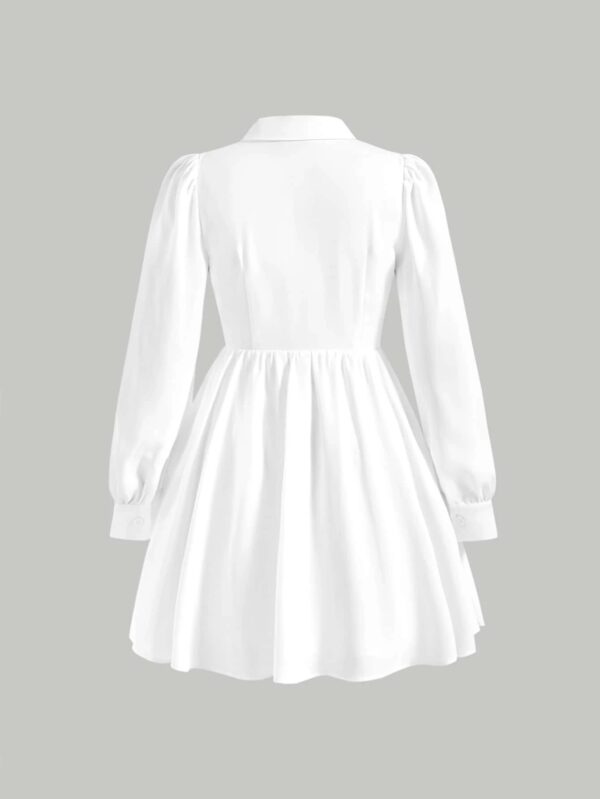 Lapel Collar Button Front Shirt Dress - Image 2