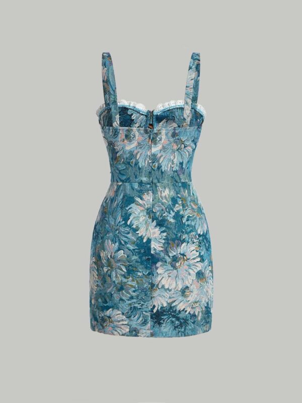 Floral Print Lace Trim Cami Dress - Image 2