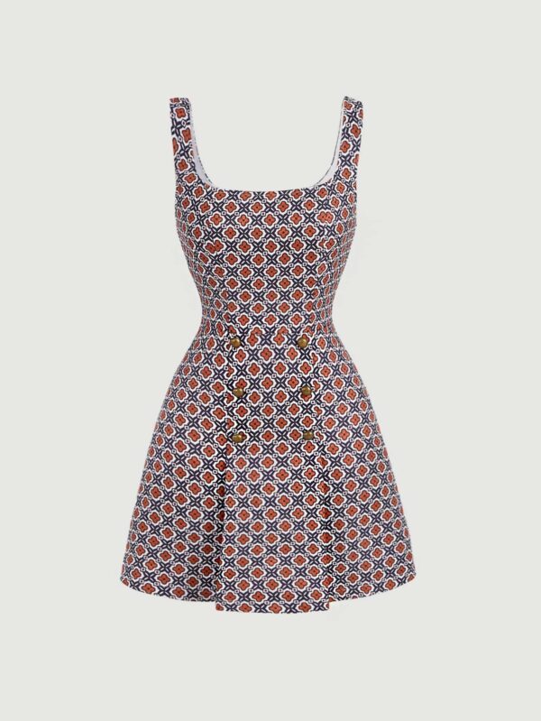 Allover Print Double Breasted Dress Without Tee