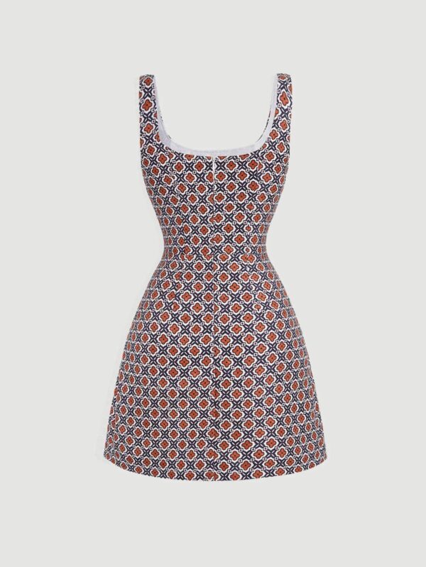 Allover Print Double Breasted Dress Without Tee - Image 2